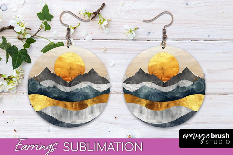 Boho Landscape Round Earring Sublimation, Minimalist Earring