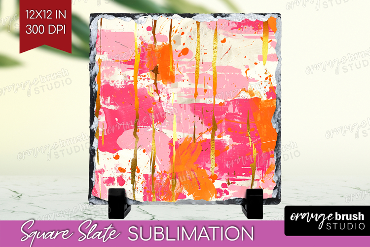 Brush Stroke Slate PNG - Abstract Square Slate Sublimation