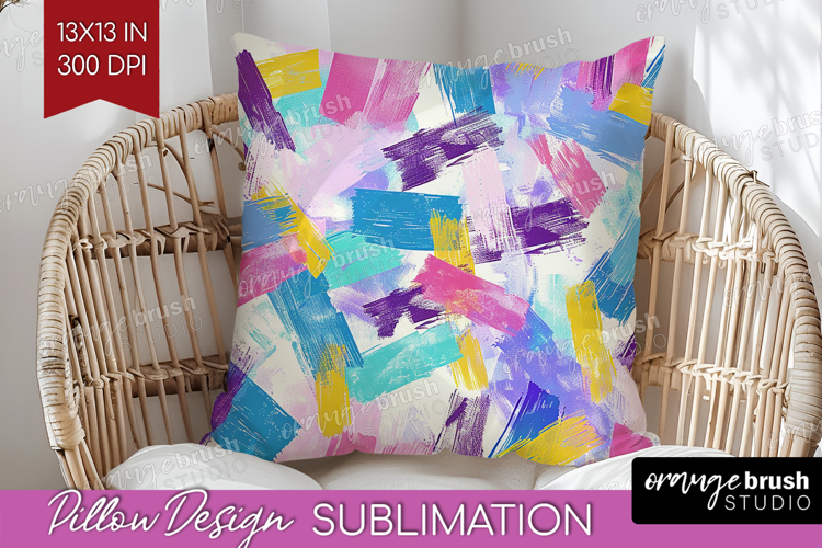 Brush Stroke Pillow Sublimation - Abstract Pillow Cover PNG