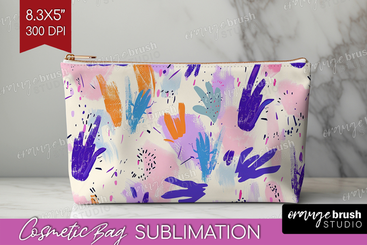 Brush Stroke Cosmetic Bag - Abstract Makeup Bag PNG