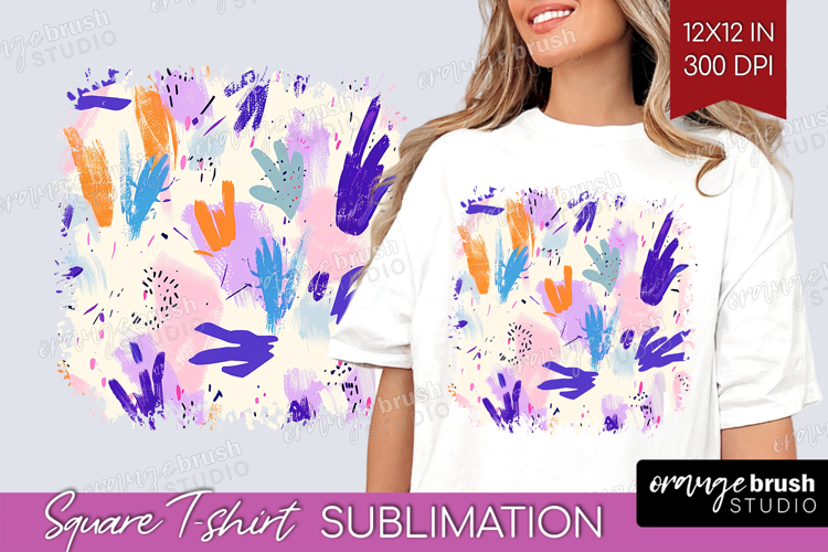 Brush Stroke Square Tshirt Background - Abstract PNG