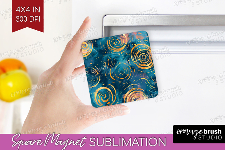 Brush Stroke Magnet Sublimation - Abstract Square Magnet PNG