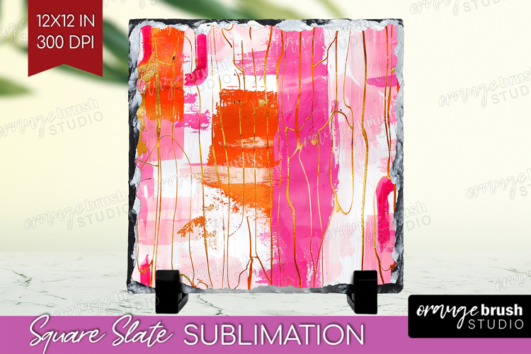 Brush Stroke Slate PNG - Abstract Square Slate Sublimation