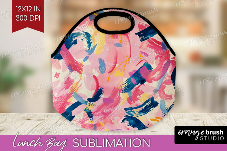 Brush Stroke Lunch Bag - Abstract Lunch Bug PNG Sublimation