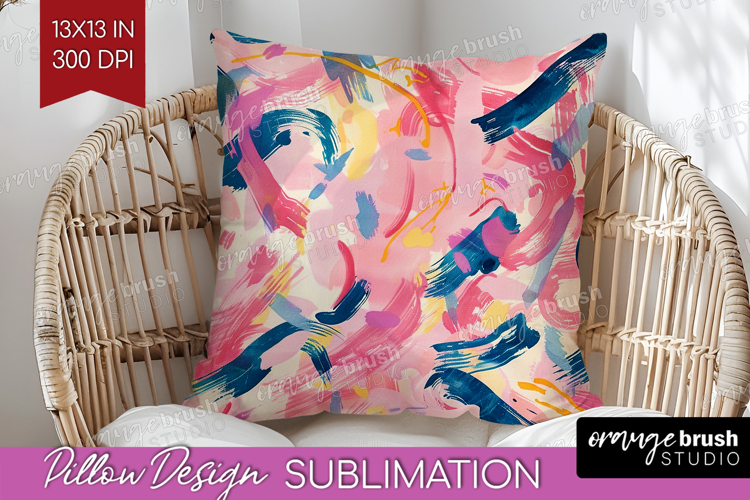 Brush Stroke Pillow Sublimation - Abstract Pillow Cover PNG