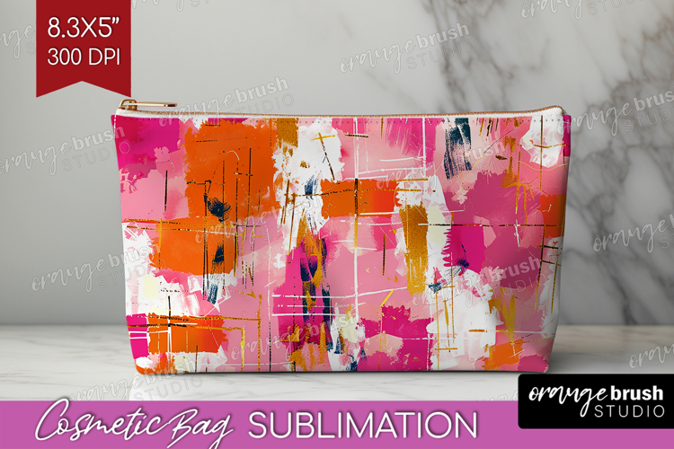 Brush Stroke Cosmetic Bag - Abstract Makeup Bag PNG