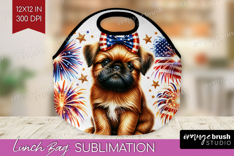 Brussels Griffon Dog Lunch Bag Patriotic Dog Lunch Bug PNG example image 1