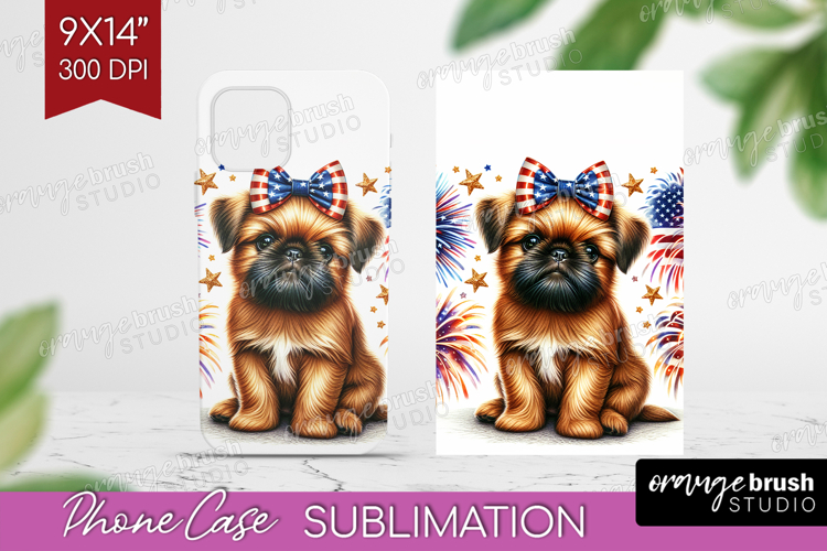 Brussels Griffon Dog Phone Case PNG Patriotic Dog Case PNG
