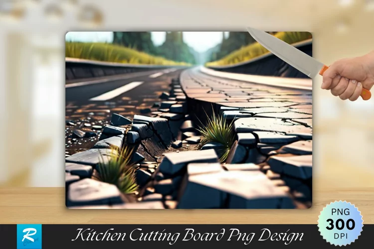 Crack Road Background Cutting Board sublimation Design