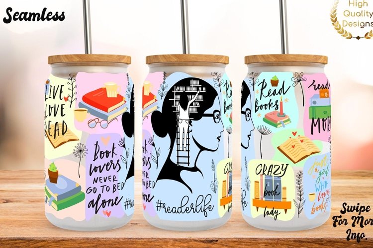 book lover ,reader life 16 oz Libbey glass can (2858214)