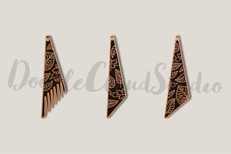 3 Leaves Earrings SVG File for Laser Cut and Glowforge,