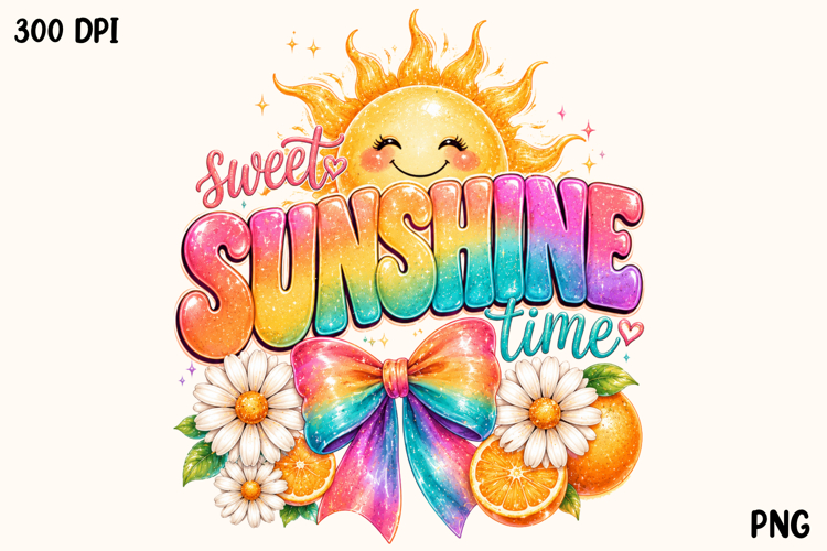 Sweet Sunshine Time Rainbow Summer PNG