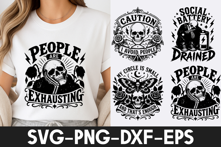 Funny Introvert Skull Quotes T Shirt Design SVG PNG