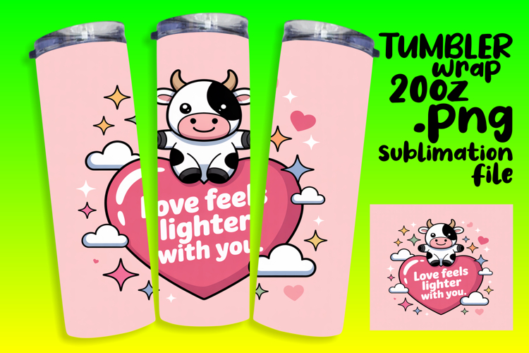 20oz Sublimation Gift Template , Cute Cow