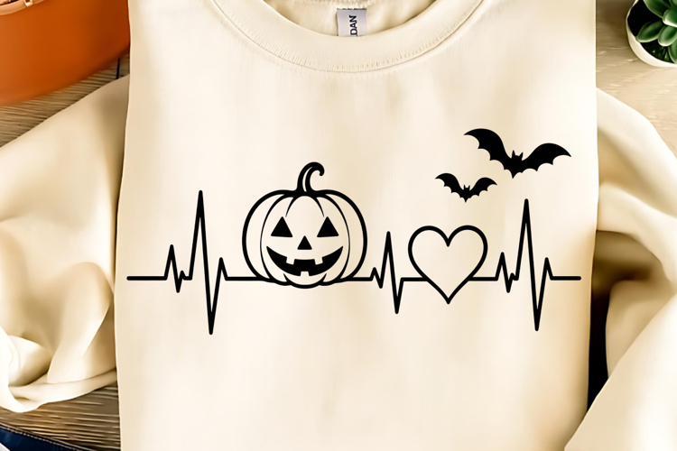 Halloween Heartbeat PNG, Pumpkin Heartbeat PNG, Spooky PNG
