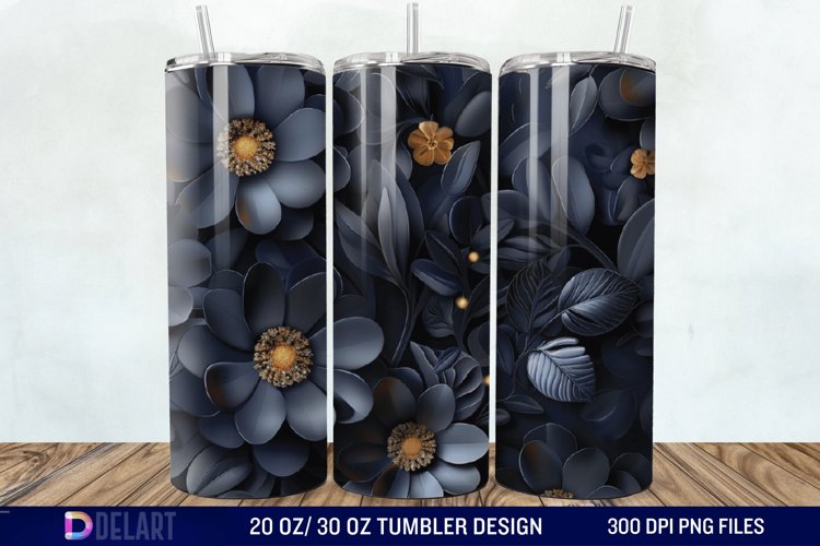 3d Dark floral Tumbler Wrap example image 1