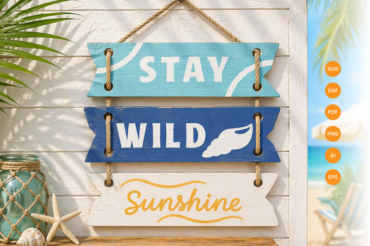 Summer Wall Decor Laser Cut SVG - Beach Sign Laser Cut