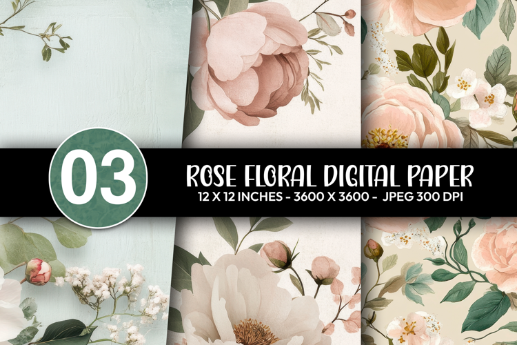 Rose Floral Digital Paper