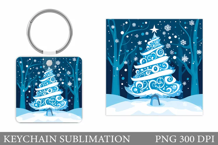 Christmas Tree Keychain. Christmas Keychain Sublimation