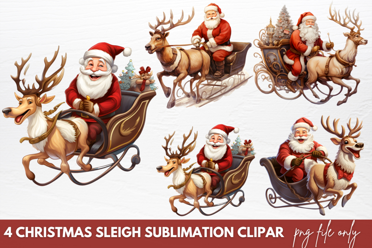 Christmas Sleigh Sublimation Clipart Christmas Sleigh