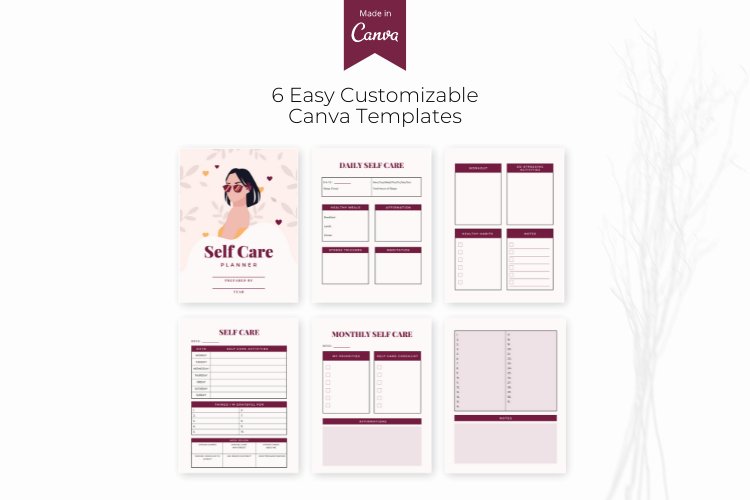 Free Canva Templates download - Self Care Planner Canva Templates ...