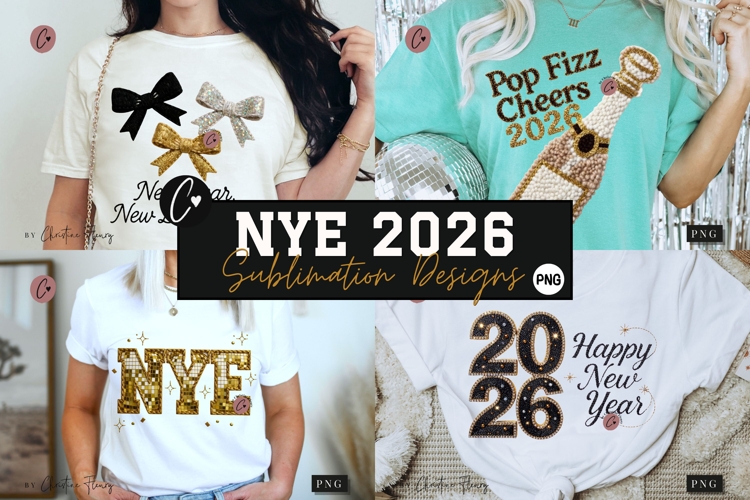 Golden Happy New Year PNG - 4 Designs