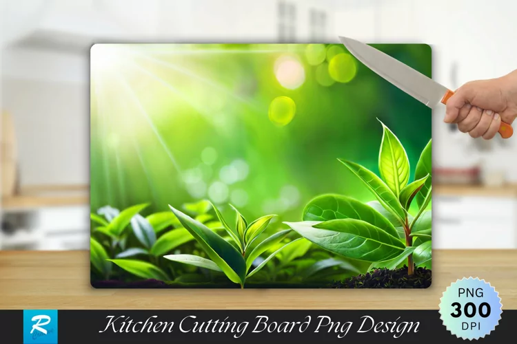 Tea Plant Cutting Board Sublimation Design