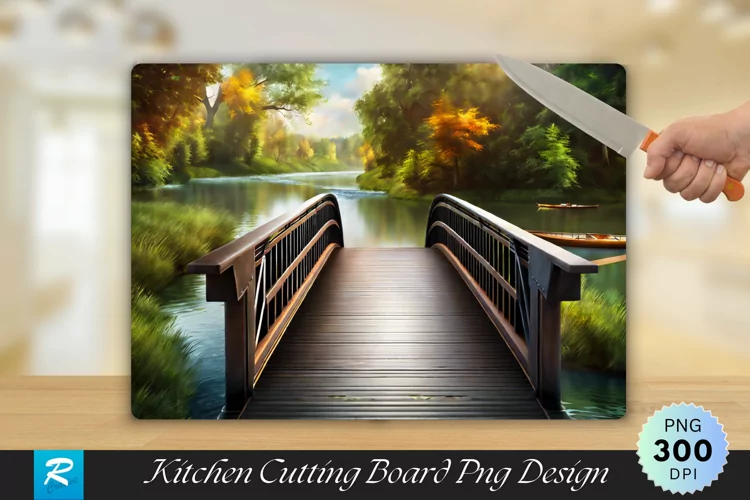 Bridge On A River Cutting Cutting Board PNG Design