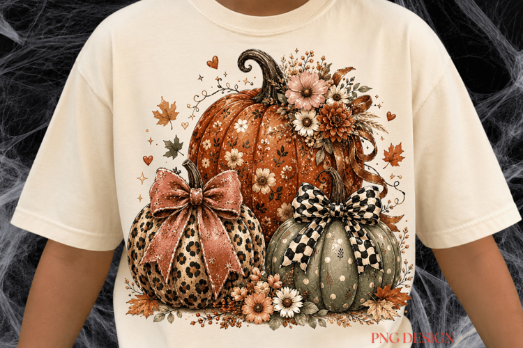 Fall Pumpkin PNG, Leopard Pumpkin Bow PNG, Coquette Autumn