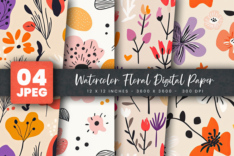 Watercolor Floral Digital Paper