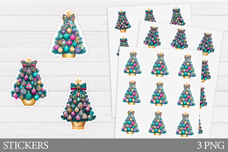 Christmas Tree Sticker Design. Christmas Sticker Printable