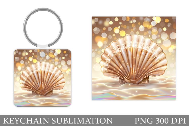 3D Seashell Keychain Design. Seashell Sublimation