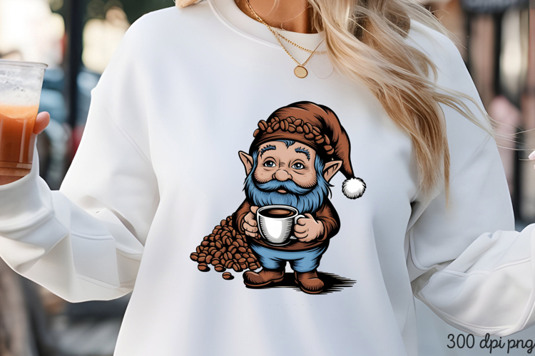 Gnome holding coffee beans PNG