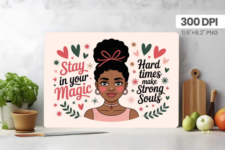 Afro Girl/Woman Melanin braided hair Cutting Board PNG Desig