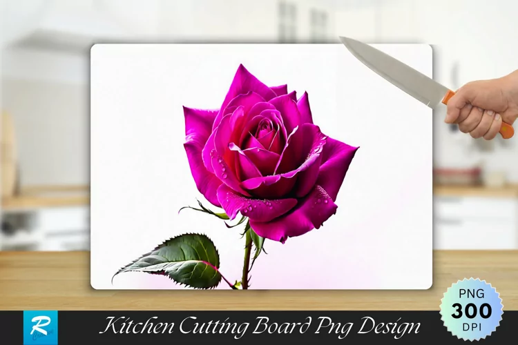 Magenta Rose Cutting Board Sublimation Design