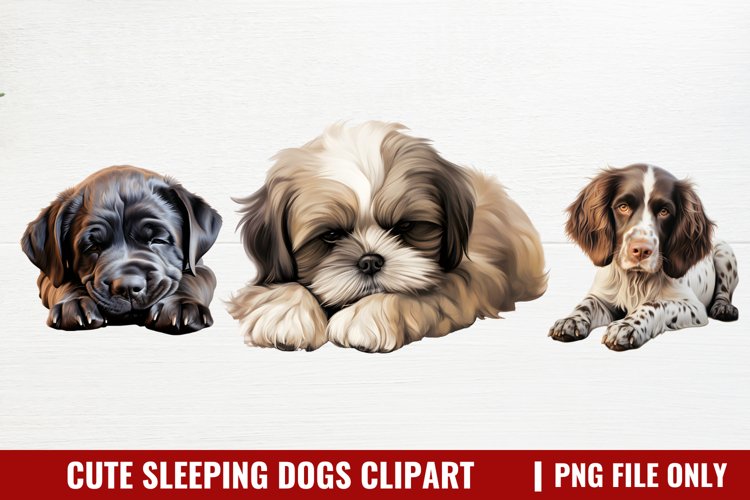 Cute Sleeping Dogs Clipart
