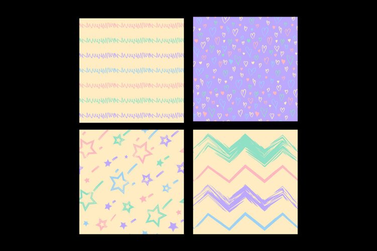 Daydream Rhythm Pastel Grunge Seamless Patterns 4 Designs example image 1