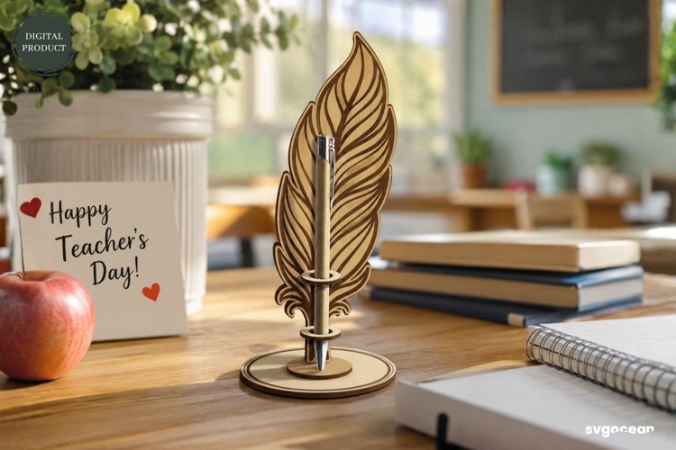 Feather Pen Stand Laser Cut | Glowforge | SVG