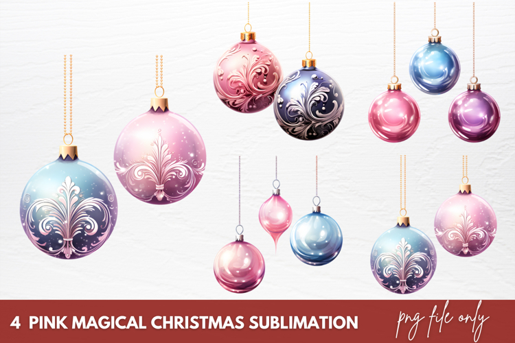 Pink Magical Christmas Sublimation Clipart