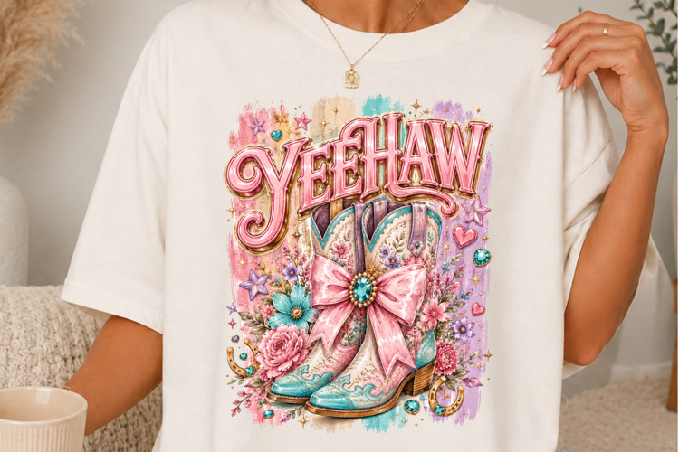 Yeehaw Cowgirl Boots Floral Western Sublimation SVG