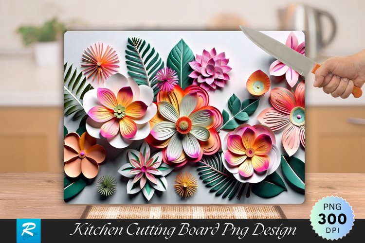 Floral Cutting Board Sublimation Design example image 1