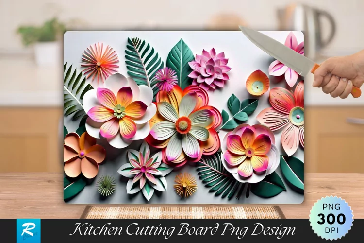 Floral Cutting Board Sublimation Design