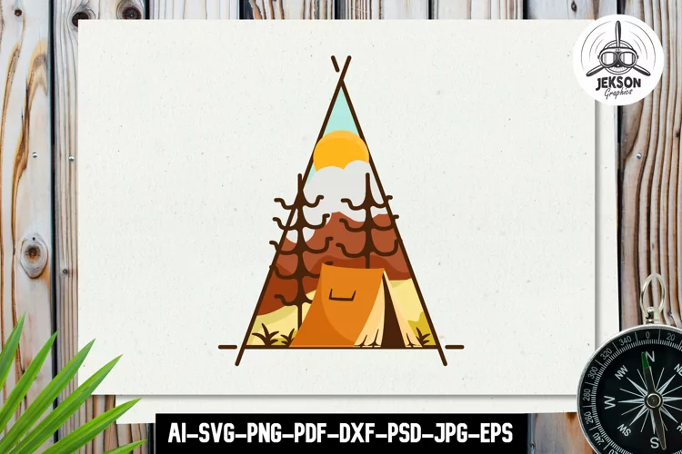 Camping Sticker PNG | Printable Travel Tent SVG Cricut
