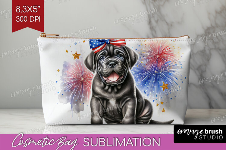 Cane Corso Dog Cosmetic Bag Patriotic Dog Makeup Bag PNG example image 1