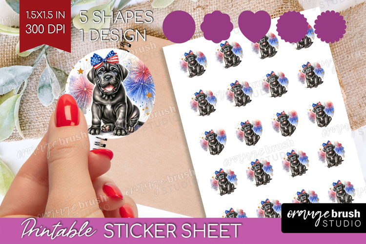 Cane Corso Dog Round Sticker Patriotic Dog Printable Sticker