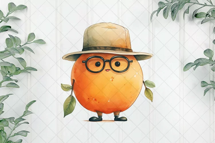 Cartoon Fruits Orange Watercolor Sublimation