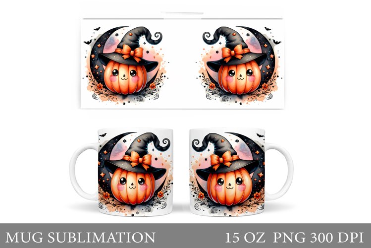 Cute Pumpkin Mug Wrap. Halloween Mug Wrap Sublimation