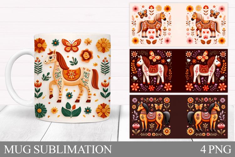 Horse Mug Wrap Sublimation. Horse Mug Design