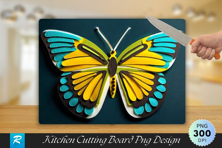 Yellow Butterfly Cutting Board Sublimation Design example image 1