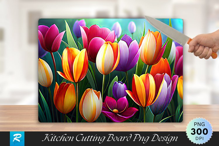 Flowers Cutting Board Sublimation Design example image 1